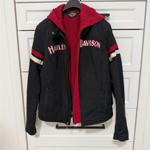 Harley Davidson Jacket Barely Worn! Includes removable Cotton Vest